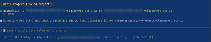 Claude Mkdir Project