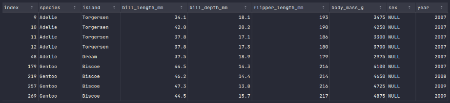 Dataframe Nulls