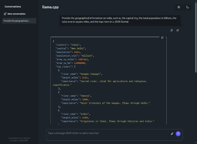 Llama.cpp LLM Response