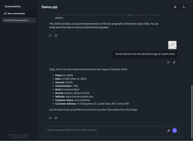 Llama.cpp LLM Response
