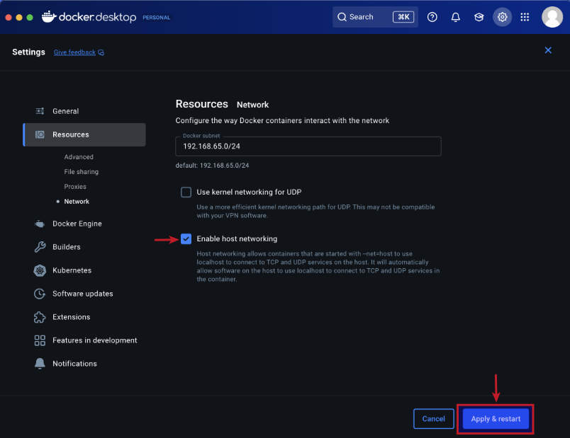 Docker MacOS Restart