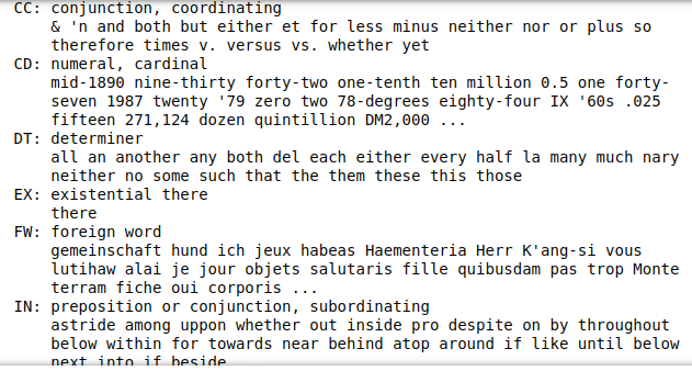 NLTK Parts of Speech