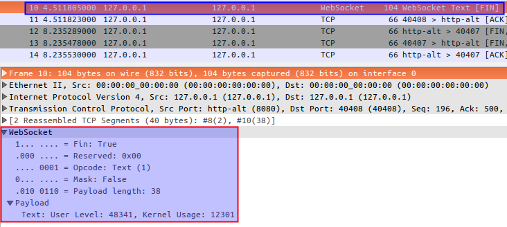 Wireshark WebSocket Message
