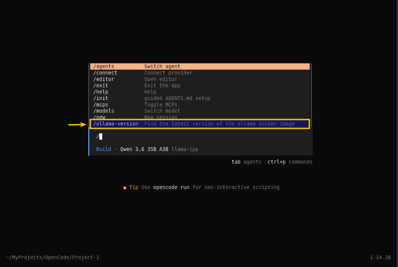 OpenCode Menu Options