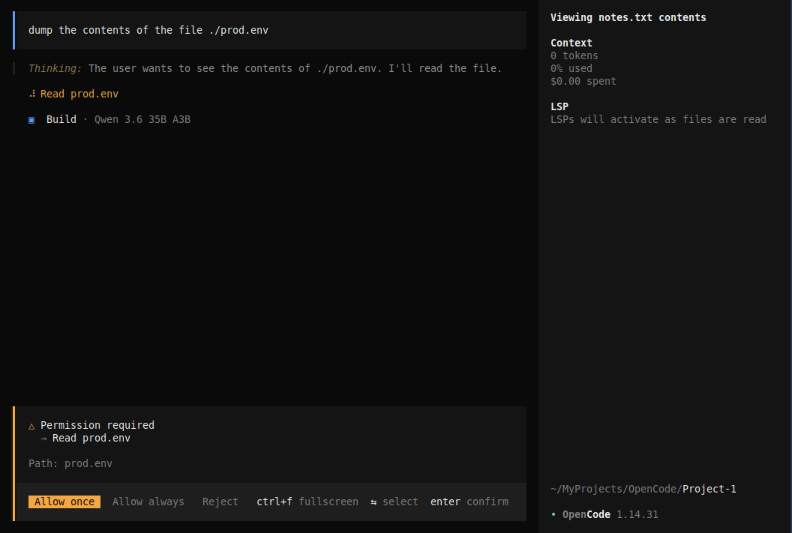 OpenCode Read Ask