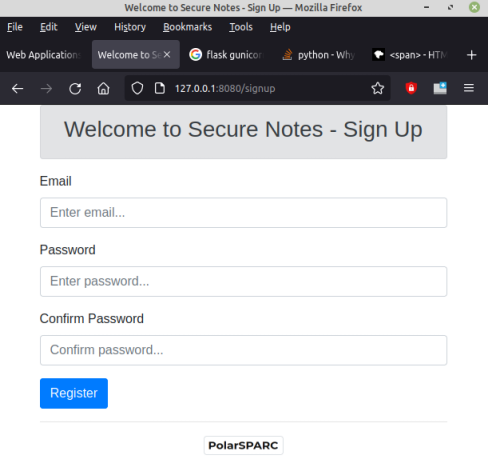 Sign Up from Browser
