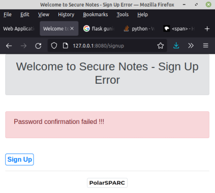 Sign Up Error from Browser